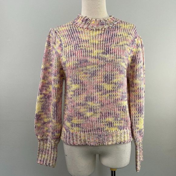 NWT ALL IN FAVOR Pink Purple Yellow Pastel Turtle Neck Sweater (S) - Picture 2 of 8